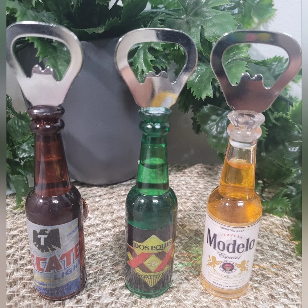 Bottle Openers Mini Beer Modelo Tecate Fridge Magnets Set Of 3. New